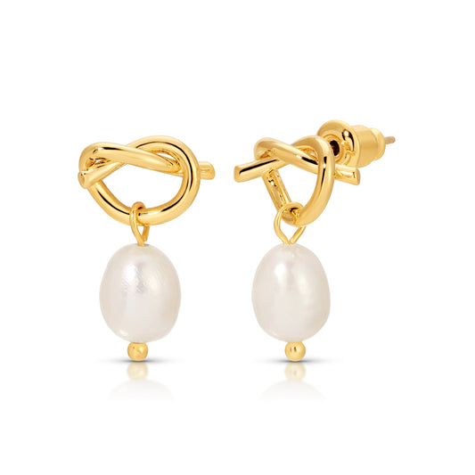 Knot Pearl Drop Earrings